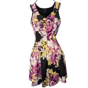 Women’s Worthington Black & Purple Floral Sleeveless Dress Size 4